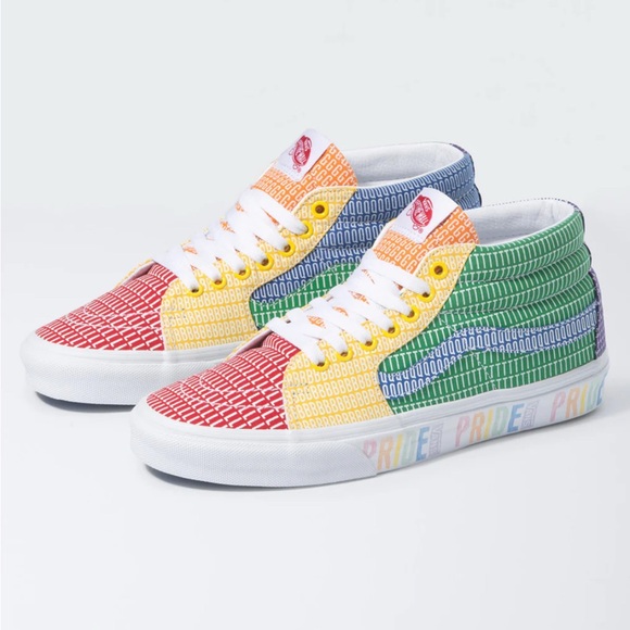 Vans Other - VANS Sk8-Mid Pride Skate Shoes Multi True Rainbow Mens Size 12